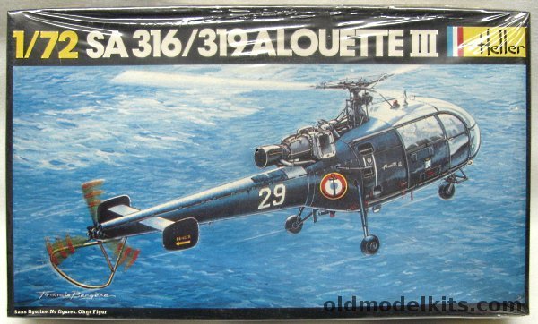 Heller 1/72 SA-316 or SA-319 Alouette III - French Air Force E.H. 3/67 Parisis / French Navy Carrier Clemenceau, 225 plastic model kit